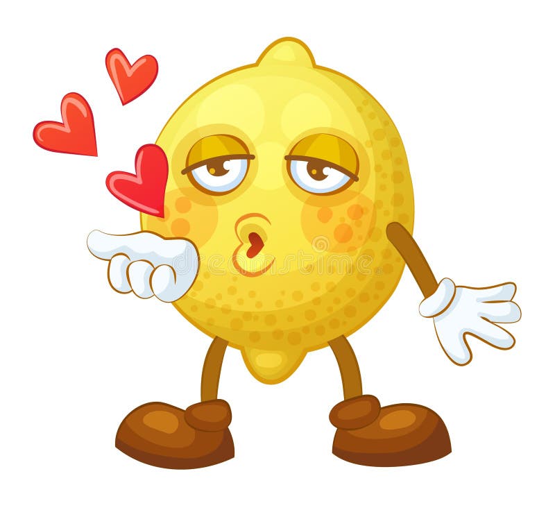 Lemon felice inviando l'illustrazione vettoriale dell'amore illustrazione di agrumi carini icona isolata su sfondo bianco royalty illustrazione gratis