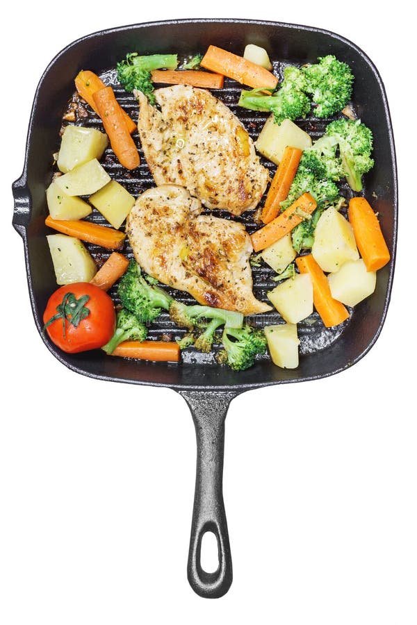 Lemon Grilled Chicken Breast Fried Vegetables in Pan Stock Image Image of iron, chicken 74546683