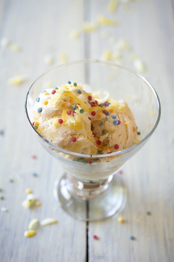 Lemon Icecream with Sugar Sprinkles Stock Photo Image of food, cold
