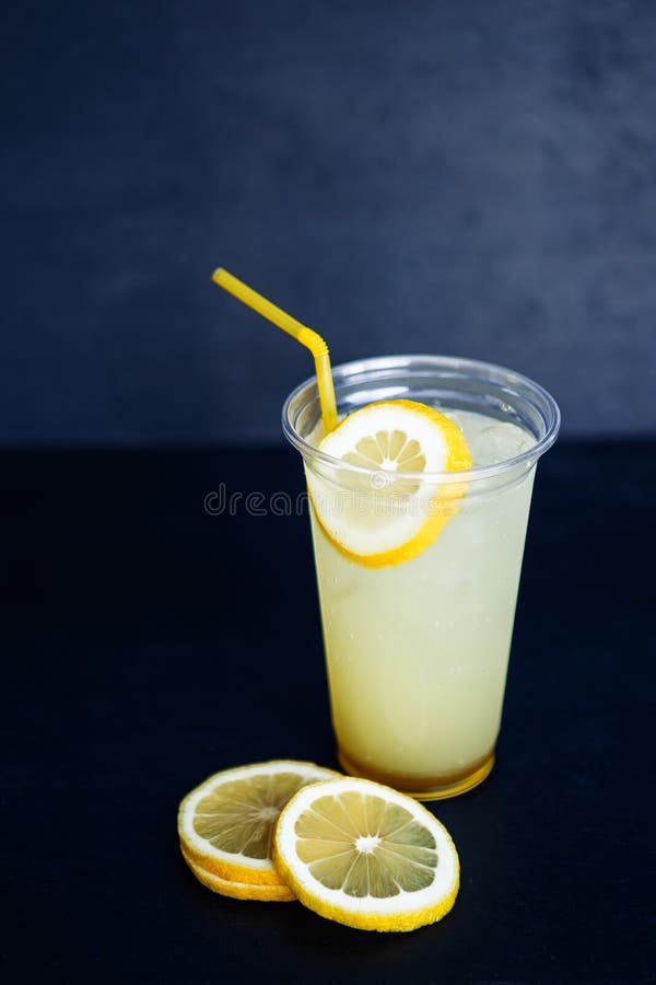 Lemon Lemonade In The Plastic Cup Stock Image Image of limonade