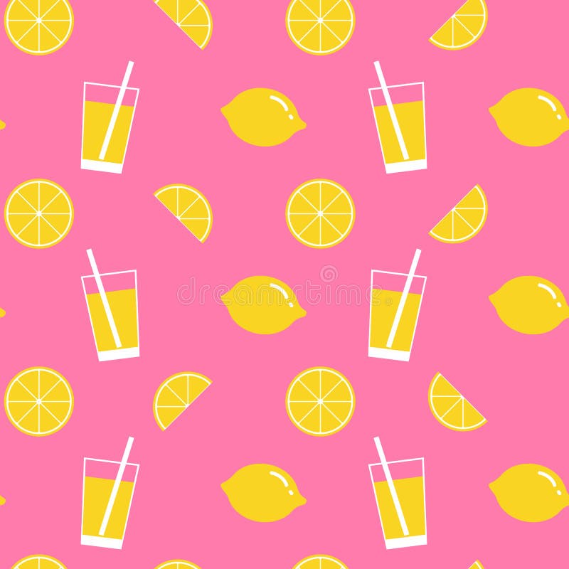 Lemon And Lemonade Seamless Pattern Background Stock ...