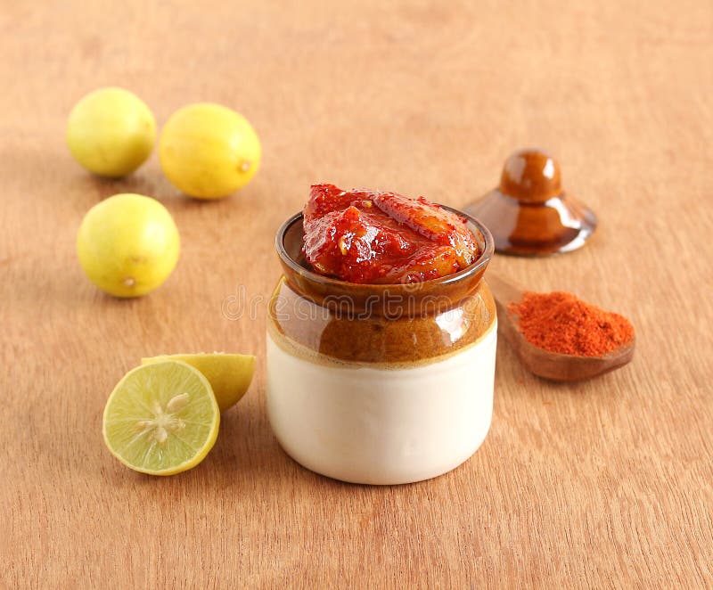 Lemon Pickle in a Ceramic Jar