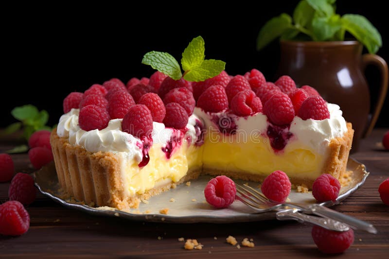 Lemon raspberry pie united states generative ai stock illustration