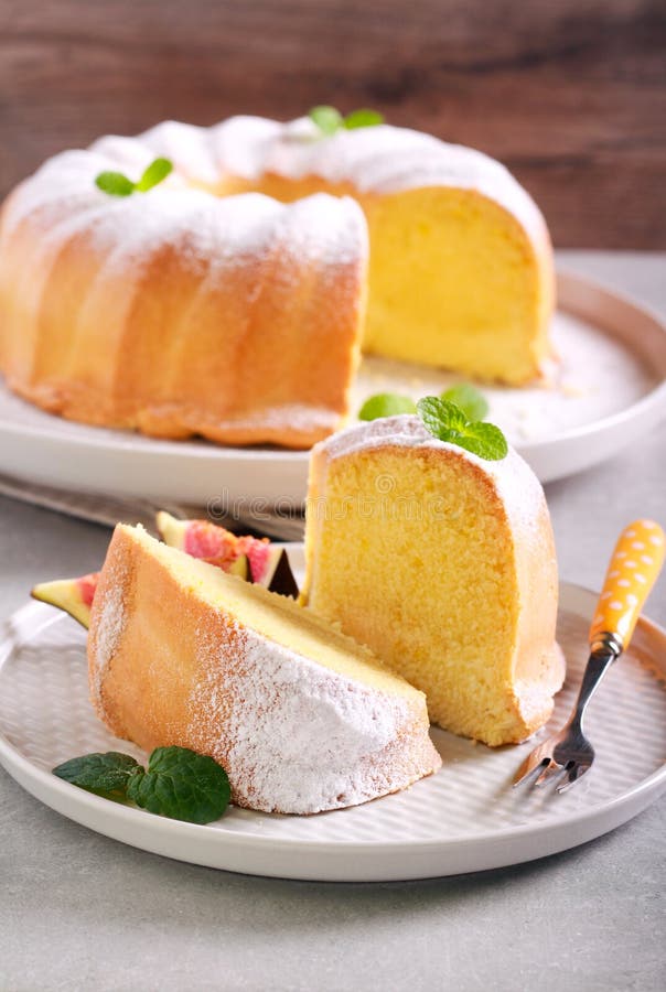 Lemon Ring Cake With Icing Sugar Served Stock Photo Image of