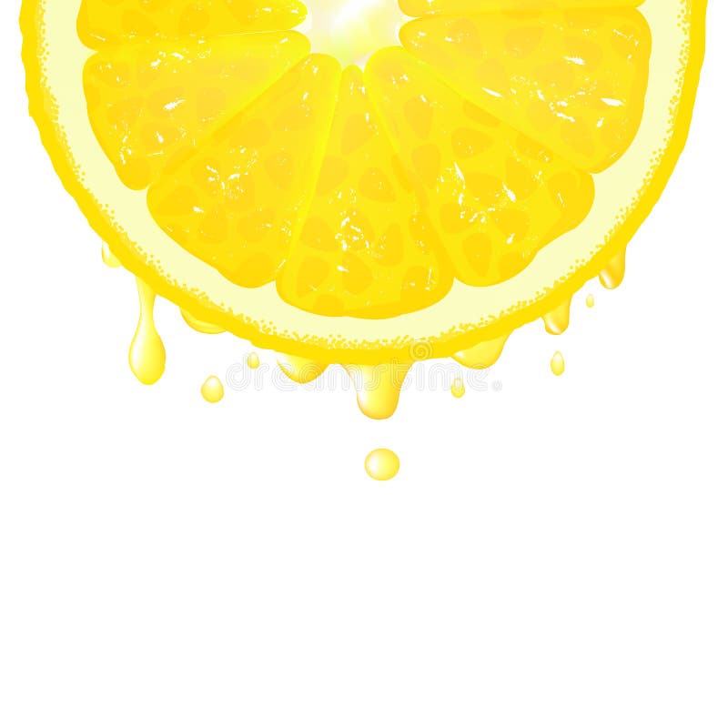 Lemon Segment With Juice, Vector Background