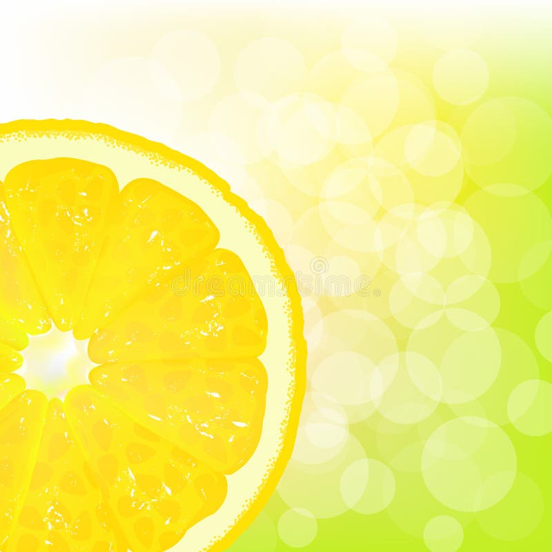 Lemon Segment With Juice And Bokeh, Vector Background