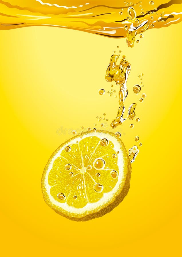 Lemon slice with bubbles