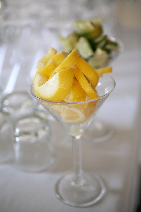 Lemon slices in cocktail glass