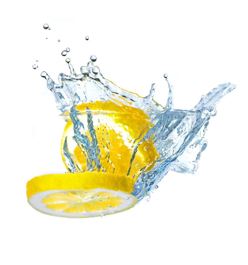 Lemon slices splashing water