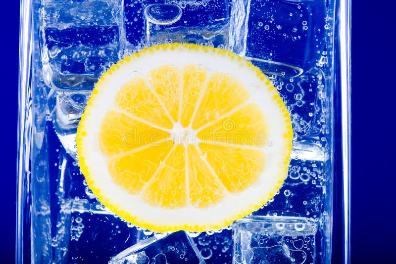 Lemon, water and ice