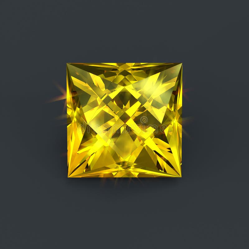Lemon yellow gem square cut royalty free illustration