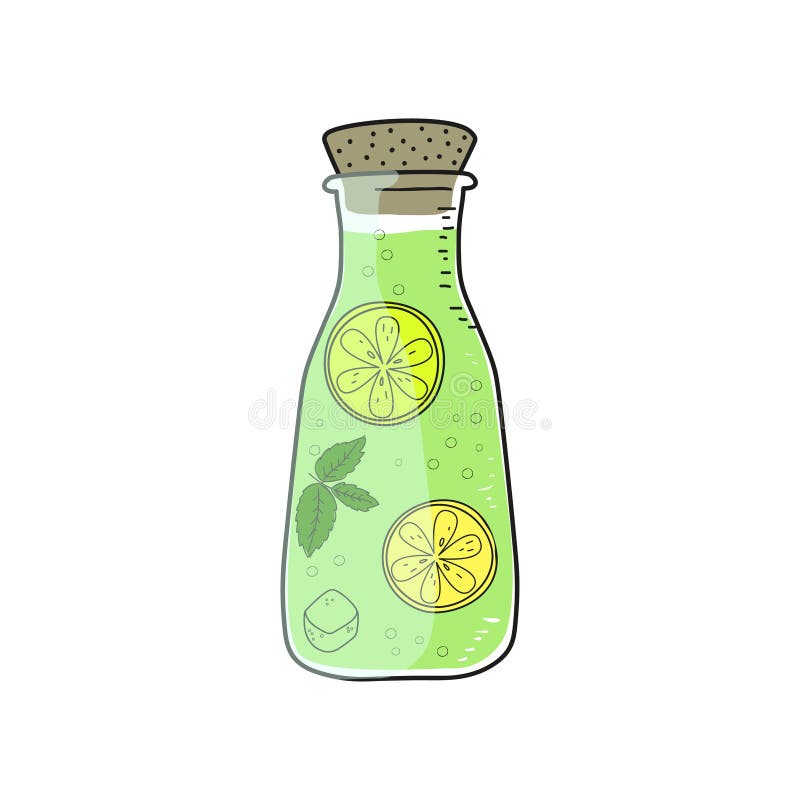 Lemonade in a Bottle and Glass Stock Vector Illustration of lemon