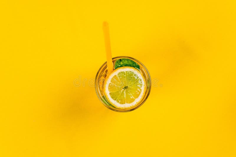 Lemonade in a Glass Transparent Glass with a Straw Stock Image Image