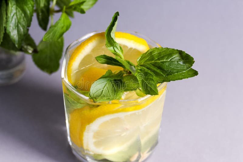 Lemonade or Mojito Cocktail with Lemon and Mint Stock Image Image of