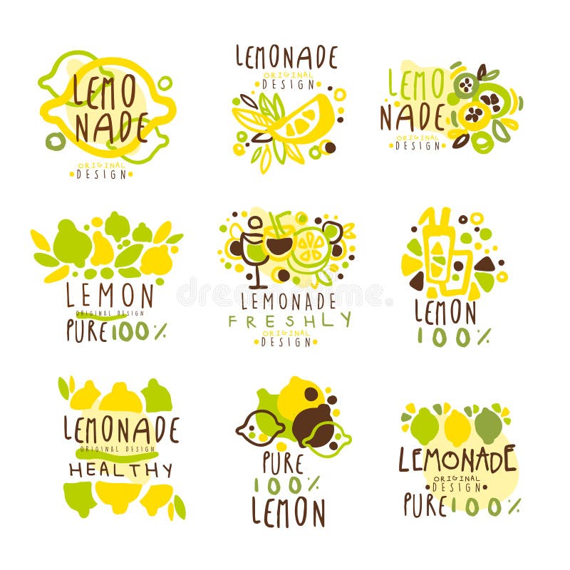 Download Lemonade Set For Label Design. Colorful Vector ...