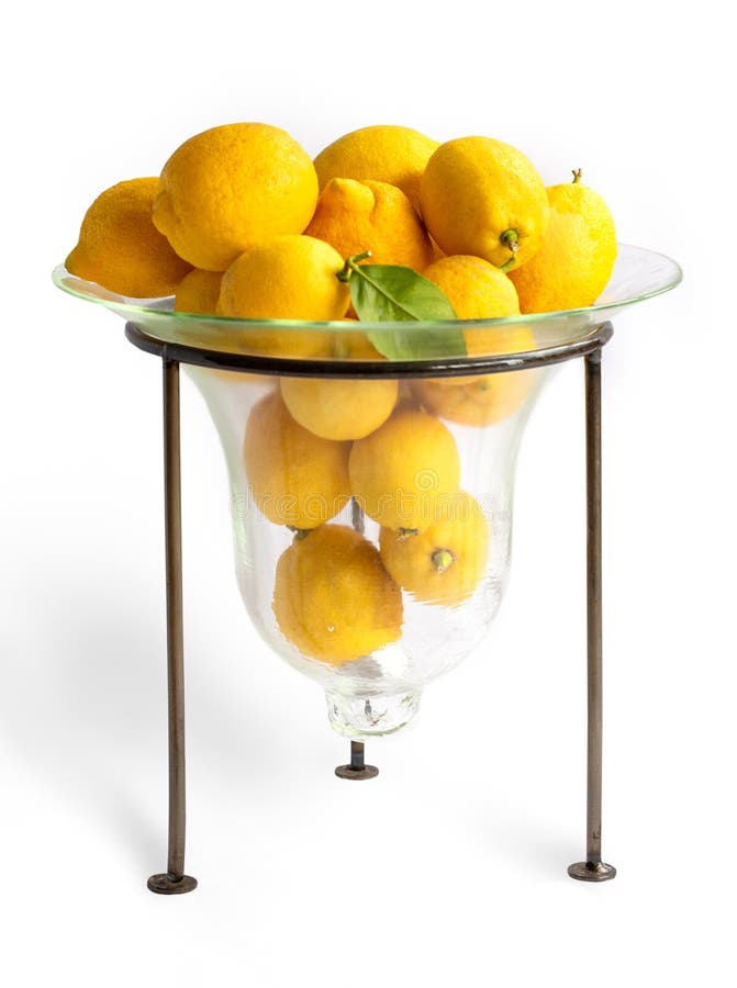 Lemons in a Glass Bowl at a Lemonade Stand Stock Photo Image of