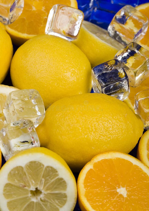 Lemons with ice cubes