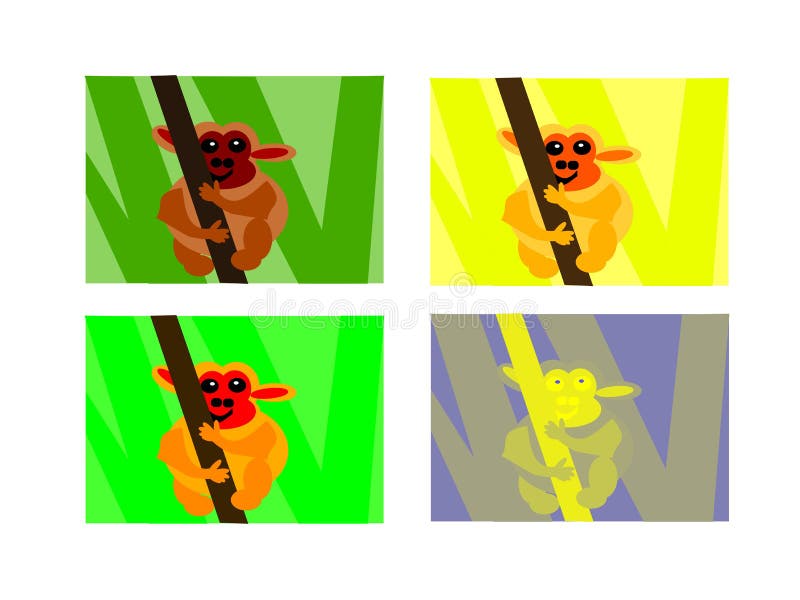 Lemur in the Jungle - Different Colors royalty free illustration