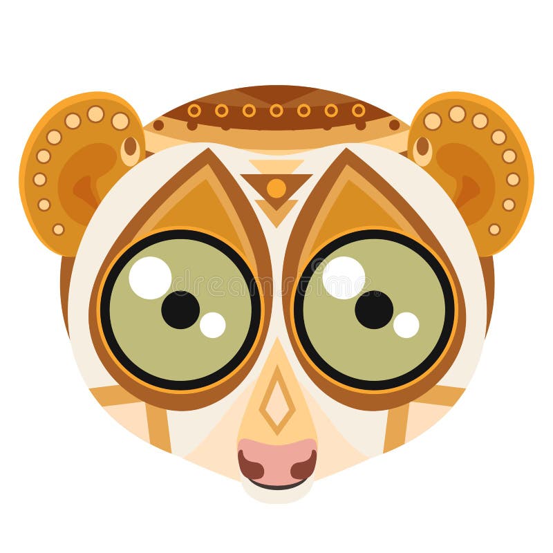 Lemura Kierowniczy logo Małpi Wektorowy dekoracyjny emblemat royalty ilustracja