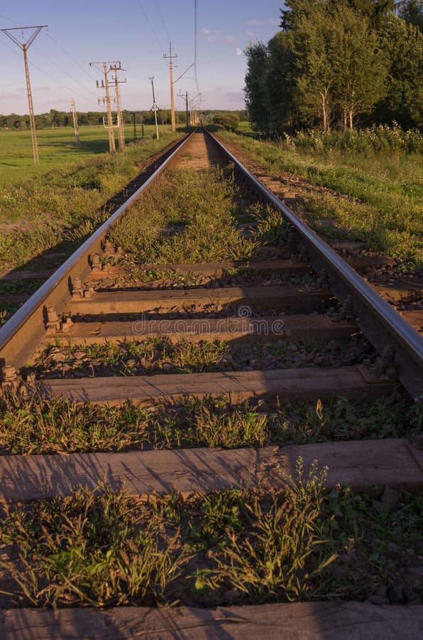 The Length of the Railway Track Stock Photo Image of green, railroad