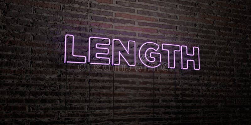 Length Realistic Neon Sign On Brick Wall Background 3d Rendered Royalty Free Stock Image 