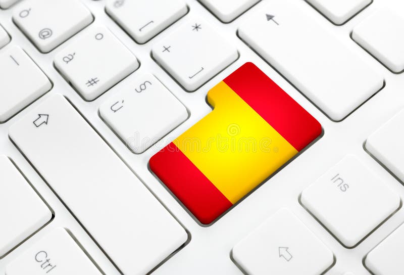 Lengua española o concepto del web de España La bandera nacional entra en butto libre illustration Lengua española o concepto del web de España La bandera nacional entra en butto libre illustration