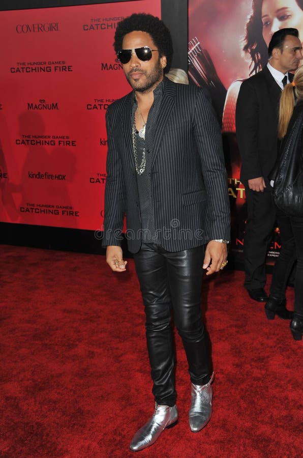 LOS ANGELES, CA - NOVEMBER 18, 2013: Lenny Kravitz at the US premiere of his movie The Hunger Games: Catching Fire at the Nokia Theatre LA Live.