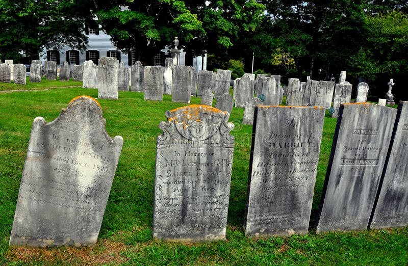 Lenox, MA: Gravestones at Church on the Hill stock image Lenox, MA: Gravestones at Church on the Hill stock image