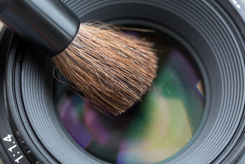 Lens Cleaning with Brush Close Up Stock Image Image of handy, optic