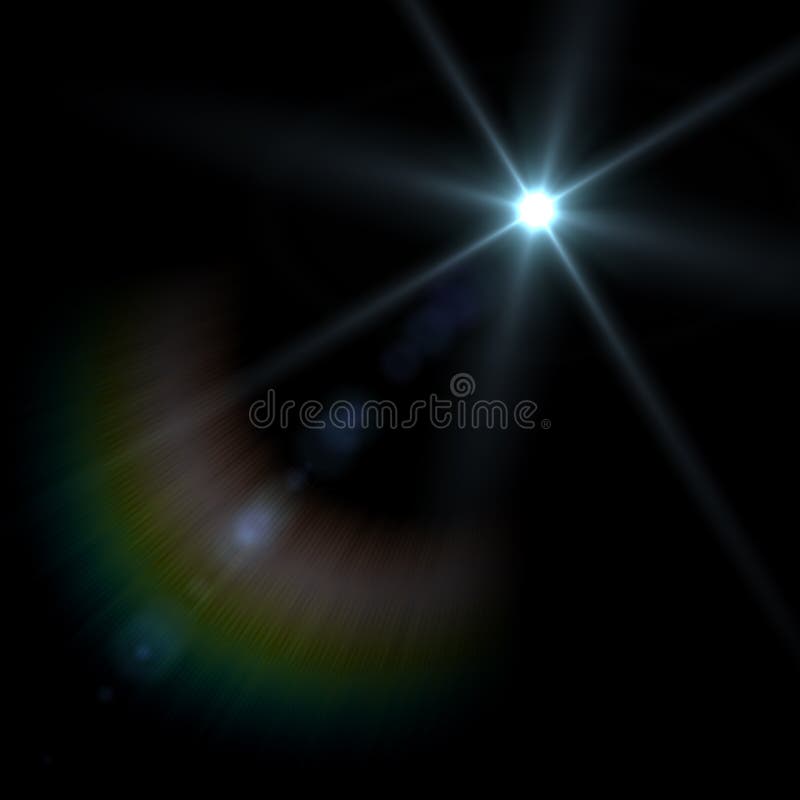 Lens flare effect over black background