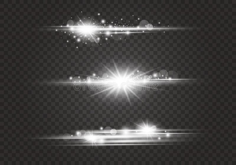Lens flares and lighting effects on transparent background vector illustration. Lighting bokeh vectors
