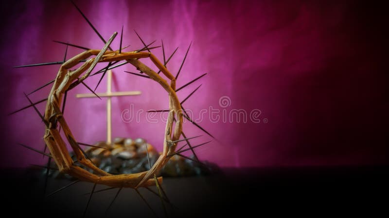 Lent Season,Holy Week and Good Friday concepts - image of crown of thorns in purple vintage background