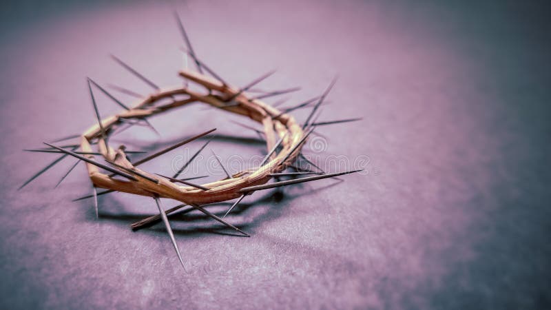 Lent Season,Holy Week and Good Friday concepts -image of crown of thorns in purple vintage background