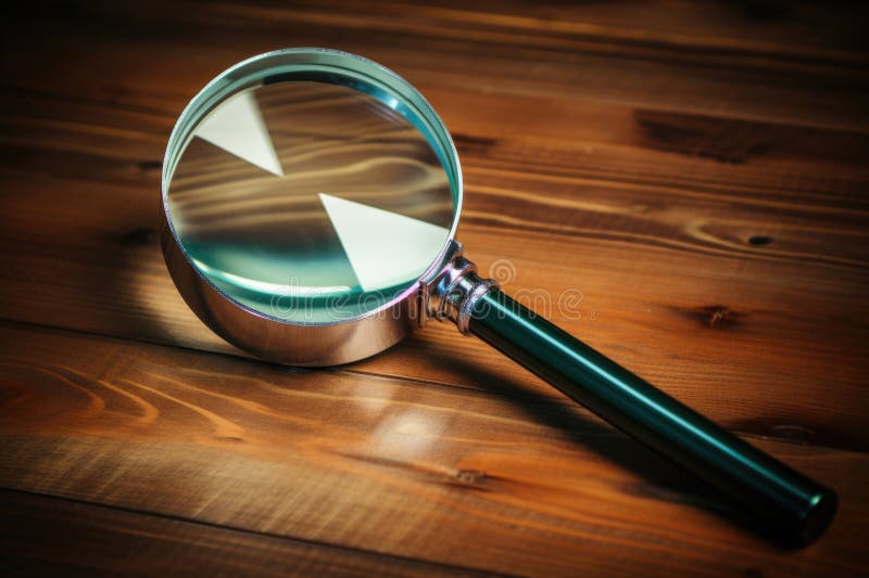 Lente di ingrandimento sul messaggio professionale su un tavolo di legno fotografia stock