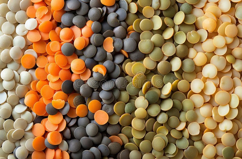 Lenticchie colorate che creano uno sfondo sano e vivace fotografia stock libera da diritti