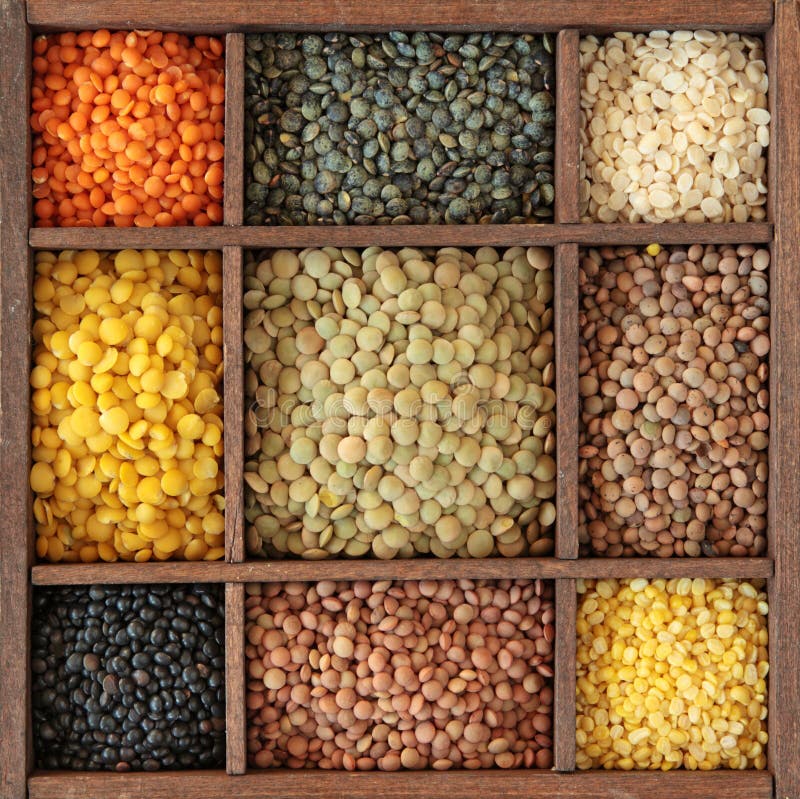 Lenticchie differenti immagine stock