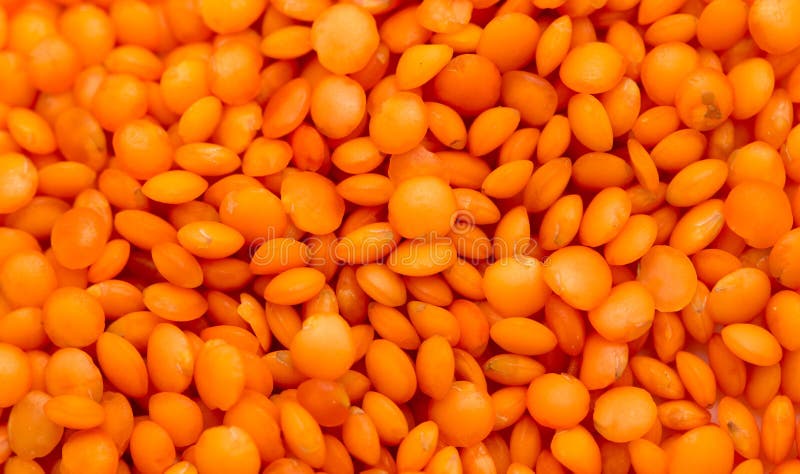 Lentilles rouges comme fond Macro image stock