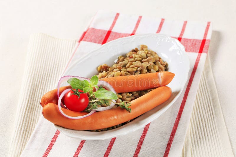 Lentils and Vienna Sausages Stock Image Image of meat, sausages 53216225