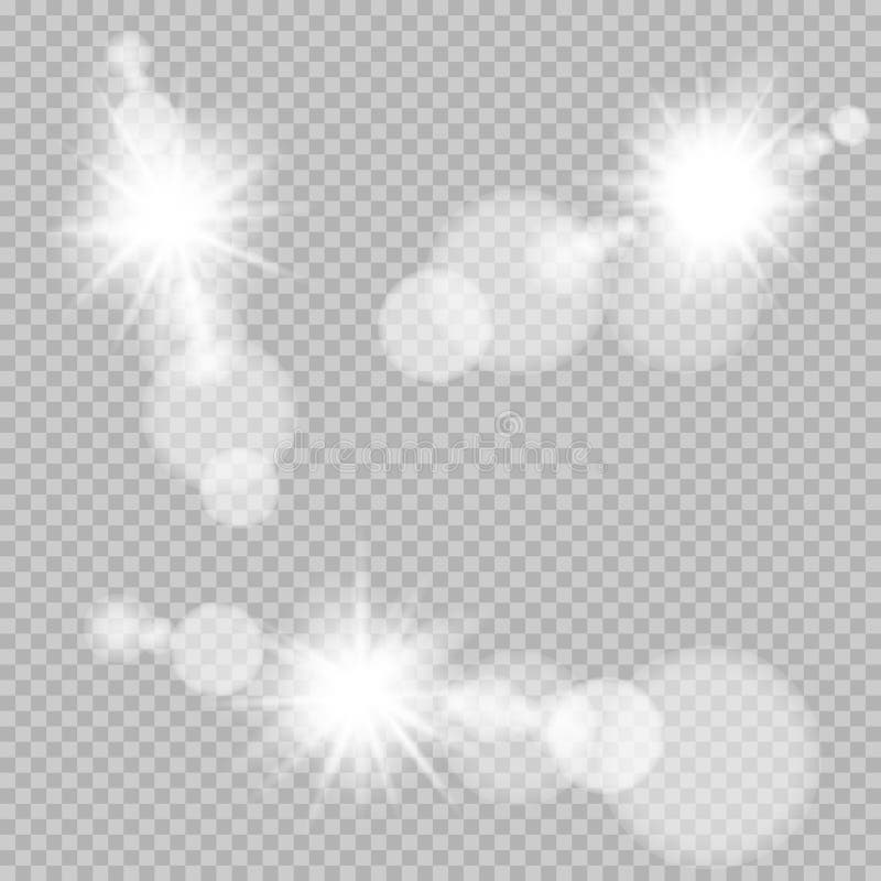 Lentilă de culoare soare-lumină cu bokej transparentă vector illustration