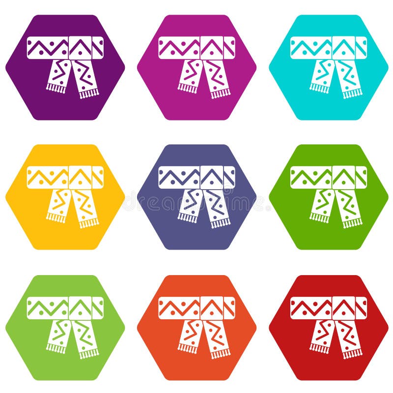 Lenço feito malha com hexahedron ajustado da cor do ícone do teste padrão ilustração stock Lenço feito malha com hexahedron ajustado da cor do ícone do teste padrão ilustração stock