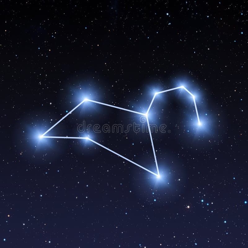 Leo Constellation Map in Starry Sky Stock Illustration - Illustration ...