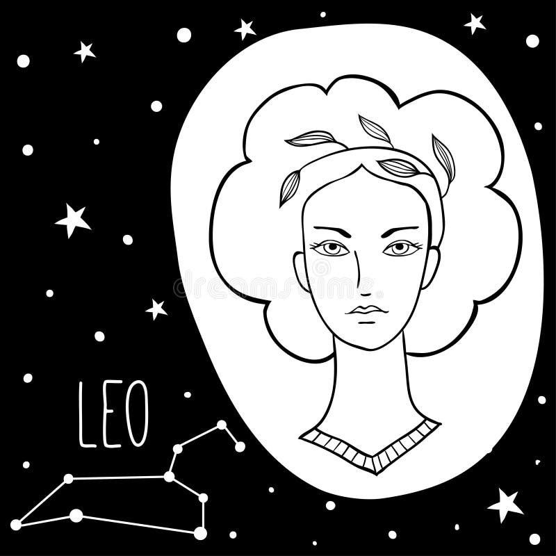 Leo Girl Sketch Style Woman With Zodiac Sign Stock Vector