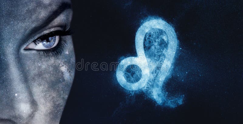 Leo Zodiac Sign De achtergrond van de de nachthemel van astrologievrouwen stock foto Leo Zodiac Sign De achtergrond van de de nachthemel van astrologievrouwen stock foto