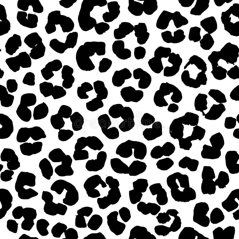 Leopard Print Seamless Background Pattern. Black and White Stock Vector