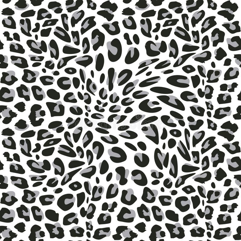 Leopard Seamless Pattern of Animal Skin in Black and White Stock Vector ...