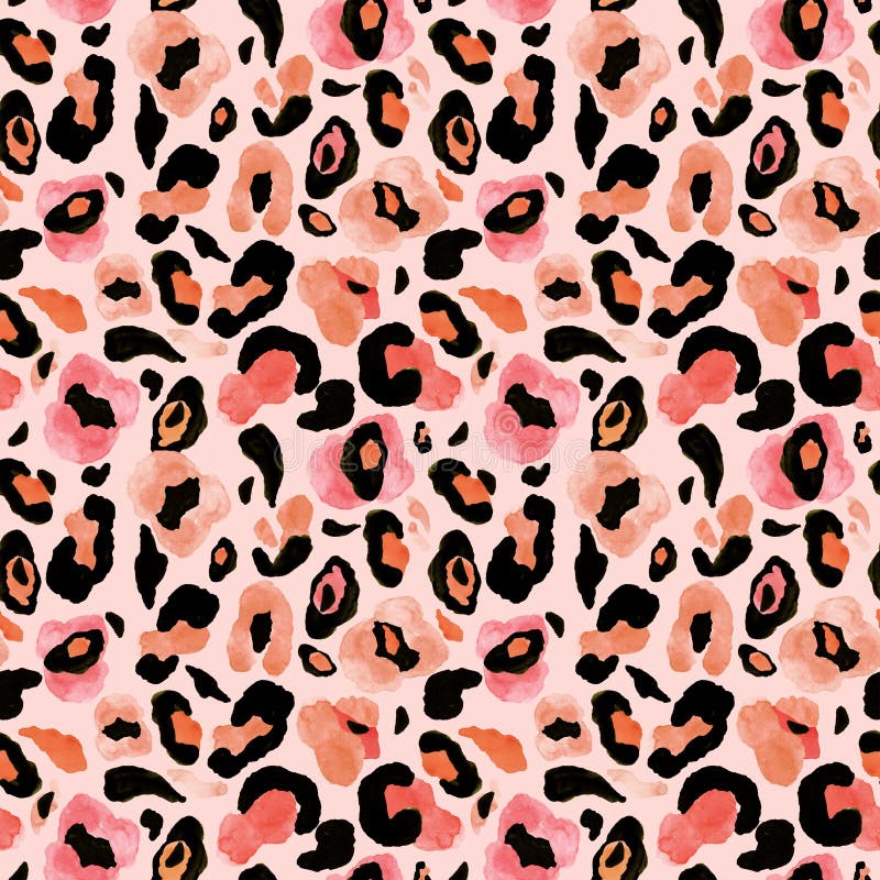 Leopard Animal Skin Seamless Pattern with Pink, Black, Beige and ...
