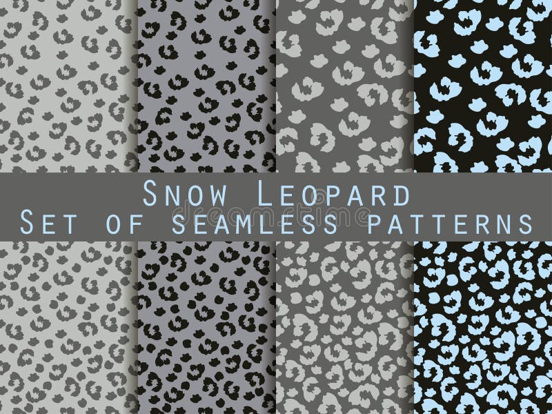 Leopard Skin Seamless Pattern. Set Snow Leopard Pattern. Vector. Stock