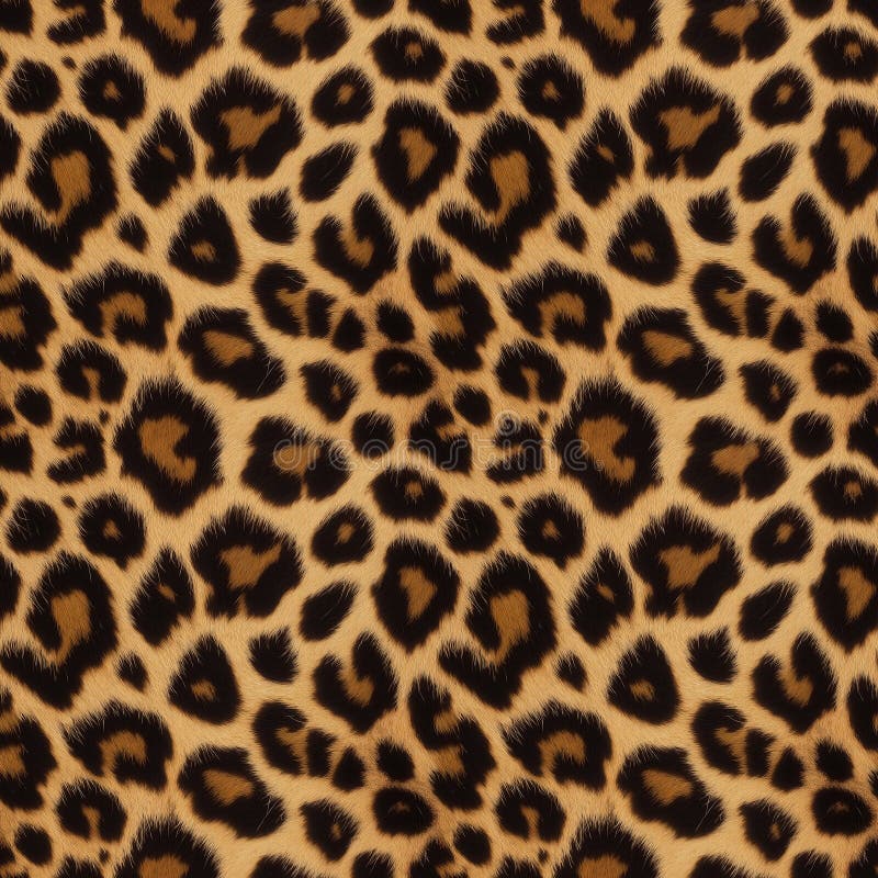 Leopardprint nahtloses Muster mit realistischer Tierpelzstruktur in braun und schwarz stockfoto