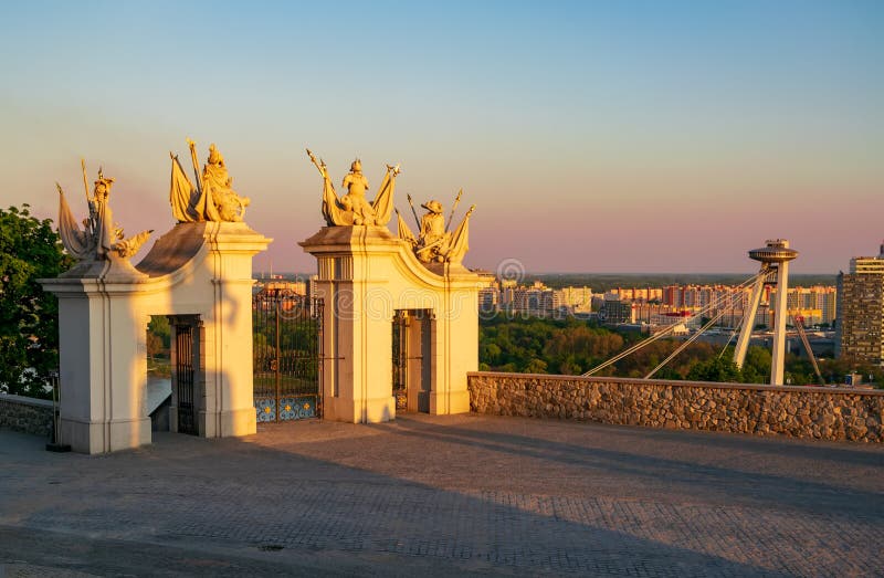 Leopold Gate of Bratislava Castle, Slovakia in sunset light