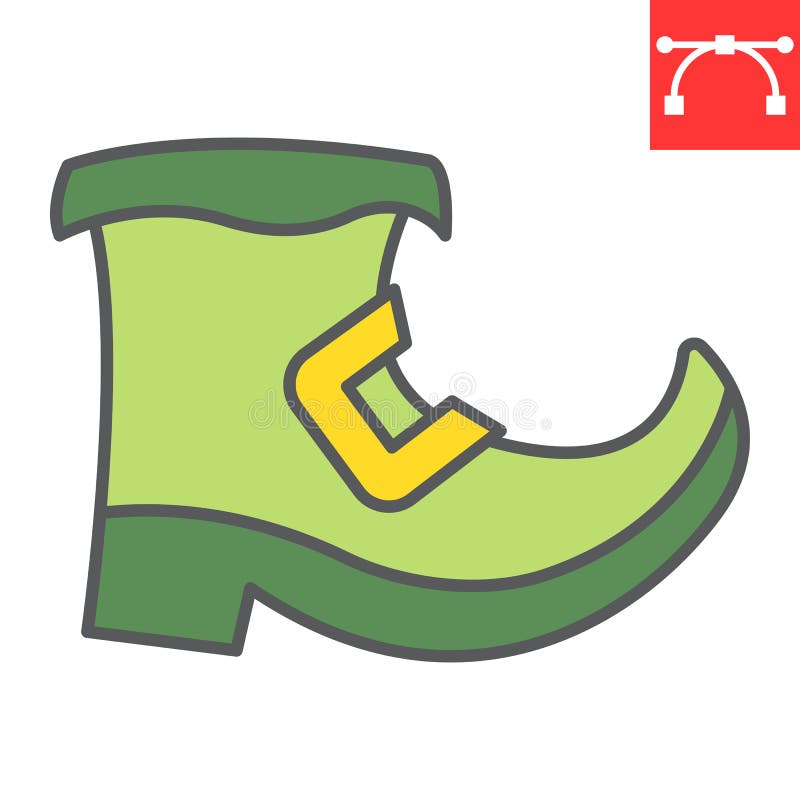 Leprechaun Boot Thin Line Icon, St Patrick`s Day and Footwear ...